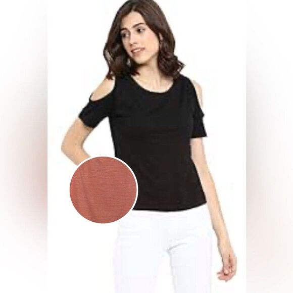 Ninety clothing cold shoulder top Women’s size  small flutter short sleeve new - Picture 1 of 9